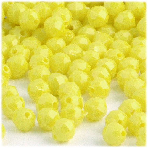 Plastic Faceted Beads, Opaque, 10mm, 500-pc, Yellow