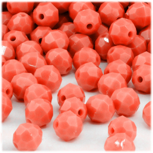 Plastic Faceted Beads, Opaque, 10mm, 500-pc, Orange