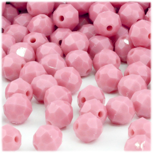 Plastic Faceted Beads, Opaque, 10mm, 500-pc, Pink