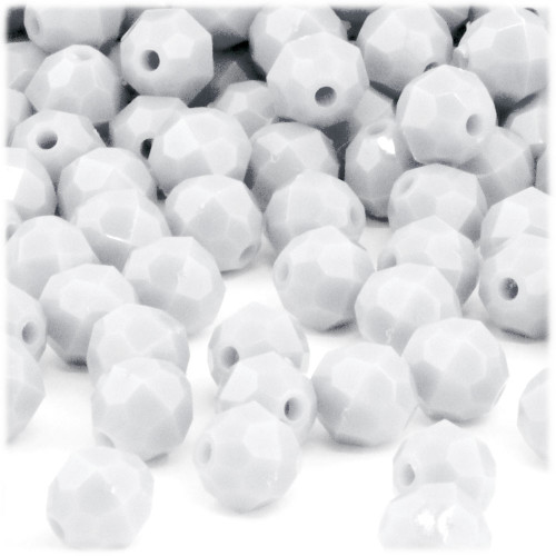 Plastic Faceted Beads, Opaque, 10mm, 250-pc, White