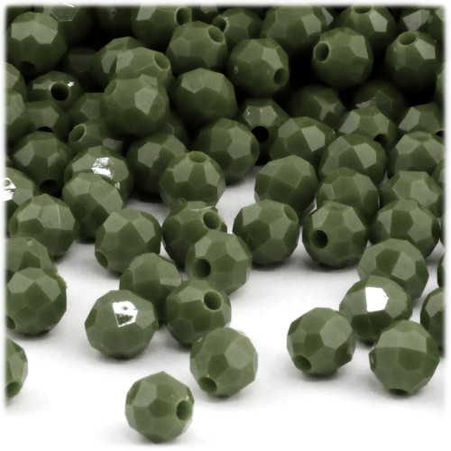 Plastic Faceted Beads, Opaque, 10mm, 250-pc, Army Green Plastic Faceted Beads, Opaque, 10mm, 250-pc, Army Green