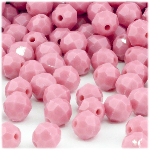 Plastic Faceted Beads, Opaque, 10mm, 250-pc, Pink