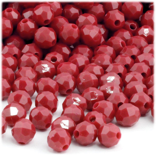 Plastic Faceted Beads, Opaque, 10mm, 250-pc, Red