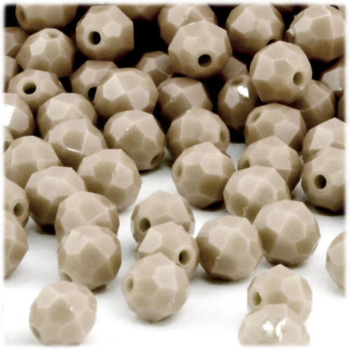 Plastic Faceted Beads, Opaque, 10mm, 250-pc, Tan