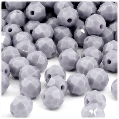 Plastic Faceted Beads, Opaque, 10mm, 25-pc, Gray