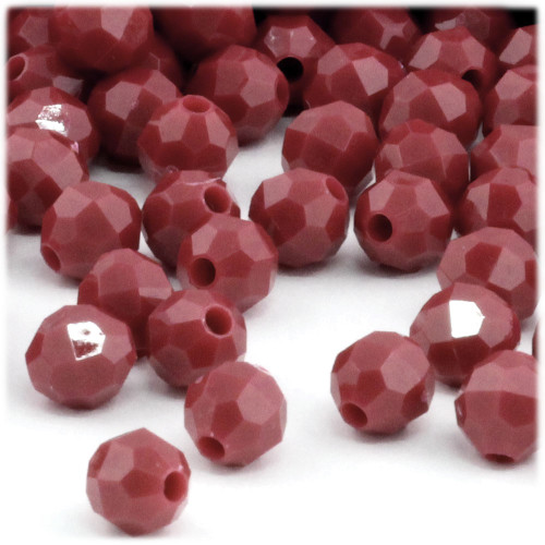 Plastic Faceted Beads, Opaque, 12mm, 500-pc, Burgundy