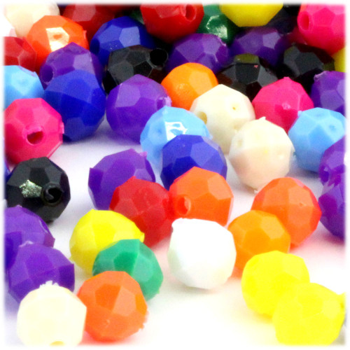 Plastic Faceted Beads, Opaque, 12mm, 500-pc, Multi Mix (Mix of all available colors)