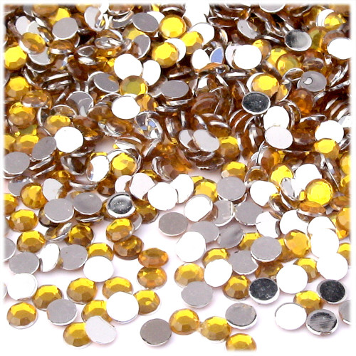 Rhinestones, Flatback, Round, 5mm, 1,000-pc, Golden Yellow