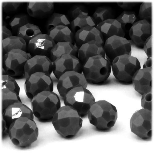 Plastic Faceted Beads, Opaque, 12mm, 25-pc, Black