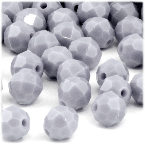 Plastic Faceted Beads, Opaque, 12mm, 25-pc, Gray