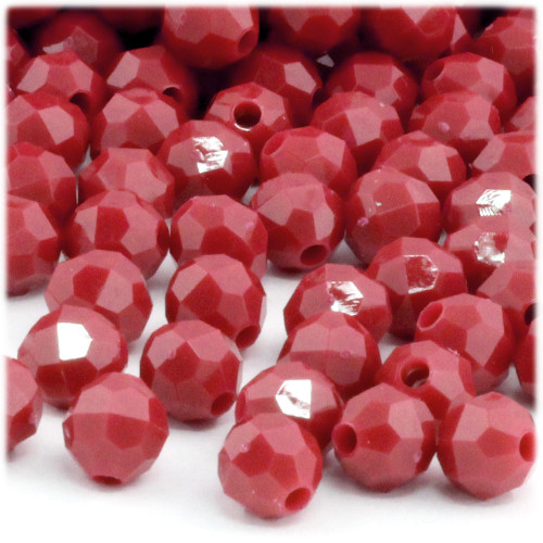 Plastic Faceted Beads, Opaque, 12mm, 25-pc, Red