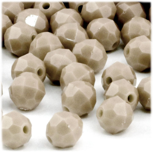 Plastic Faceted Beads, Opaque, 12mm, 25-pc, Tan