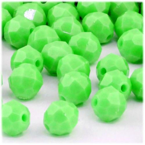 Plastic Faceted Beads, Opaque, 12mm, 50-pc, Light Green