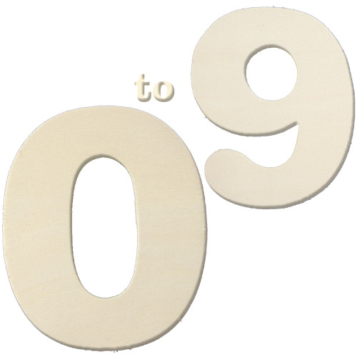 Unfinished Wood, 3-in, 4mm Thick, Number, A set of 10 Numbers (0-9)