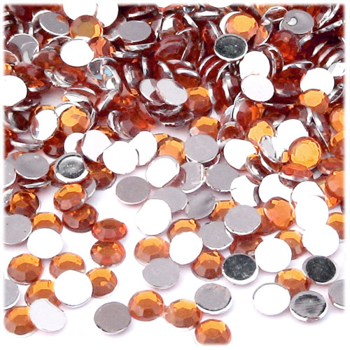 Rhinestones, Flatback, Round, 6mm, 10,000-pc, Orange