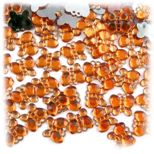 Rhinestones, Flatback, Butterfly, 10mm, 1,000-pc, Orange