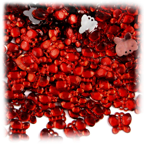 Rhinestones, Flatback, Butterfly, 10mm, 144-pc, Devil Red Wine