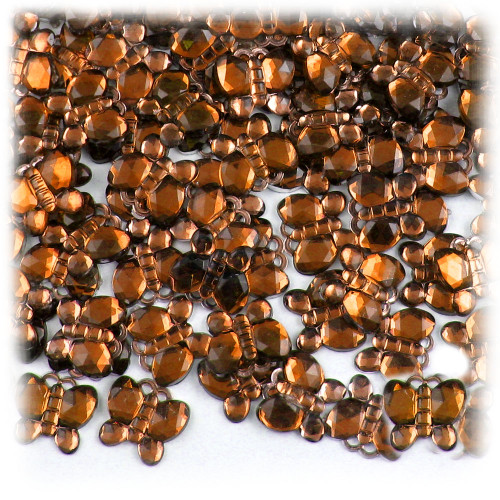 Rhinestones, Flatback, Butterfly, 10mm, 144-pc, Beer Brown