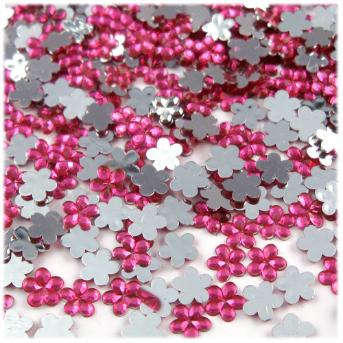 Rhinestones, Flatback, Flower, 10mm, 1,000-pc, Hot Pink