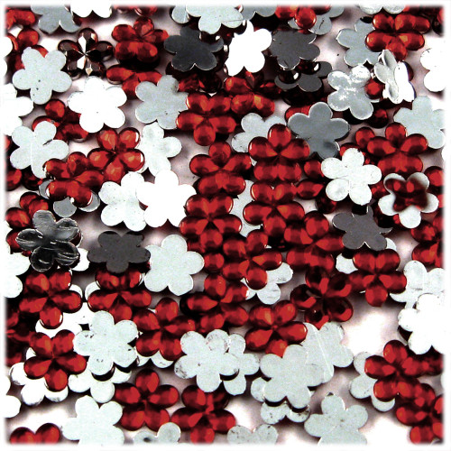 Rhinestones, Flatback, Flower, 10mm, 144-pc, Devil Red Wine