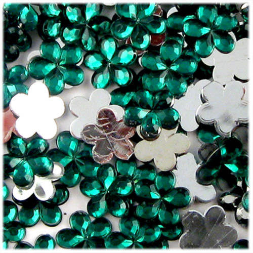 Rhinestones, Flatback, Flower, 20mm, 1,000-pc, Emerald Green