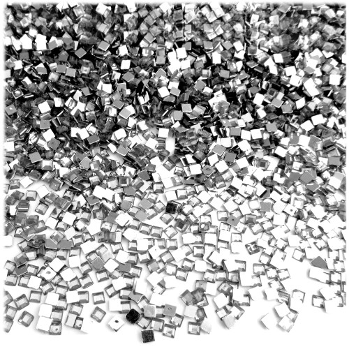 Rhinestones, Flatback, Square, 3mm, 10,000-pc, Clear