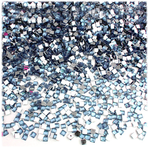 Rhinestones, Flatback, Square, 3mm, 1,440-pc, Light Baby Blue