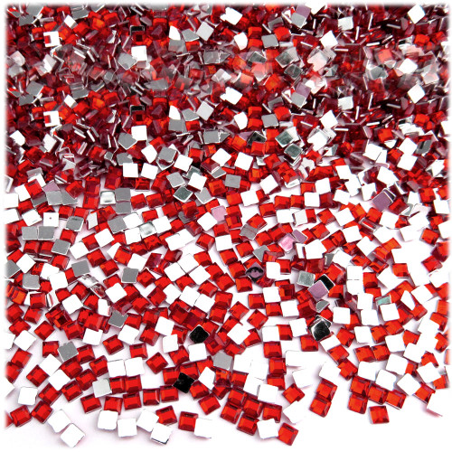 Rhinestones, Flatback, Square, 3mm, 10,000-pc, Devil Red Wine