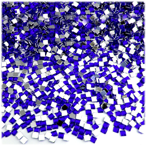 Rhinestones, Flatback, Square, 4mm, 10,000-pc, Royal Blue