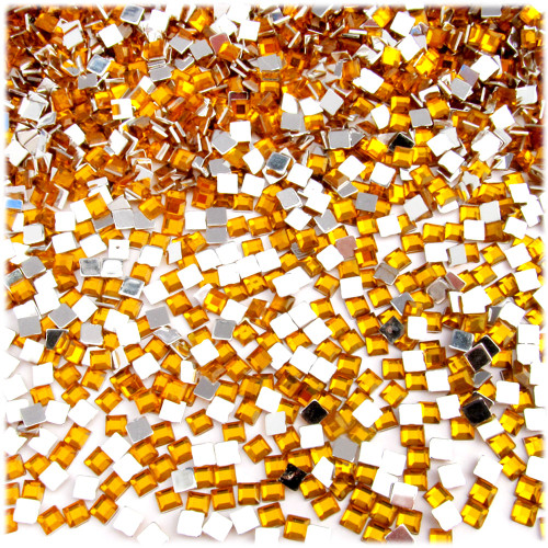 Rhinestones, Flatback, Square, 4mm, 1,000-pc, Golden Yellow