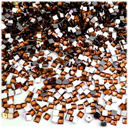 Rhinestones, Flatback, Square, 4mm, 1,000-pc, Beer Brown