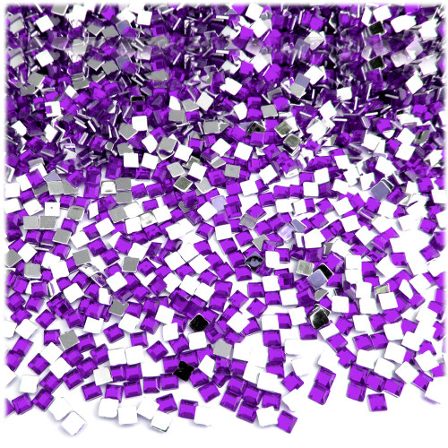 Rhinestones, Flatback, Square, 3mm, 1,440-pc, Purple (Amethyst)