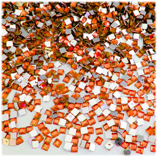 Rhinestones, Flatback, Square, 4mm, 288-pc, Orange