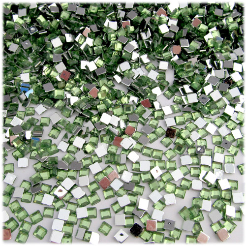 Rhinestones, Flatback, Square, 4mm, 1,000-pc, Light Green