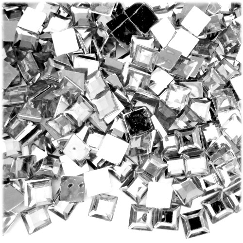 Rhinestones, Flatback, Square, 8mm, 144-pc, Clear