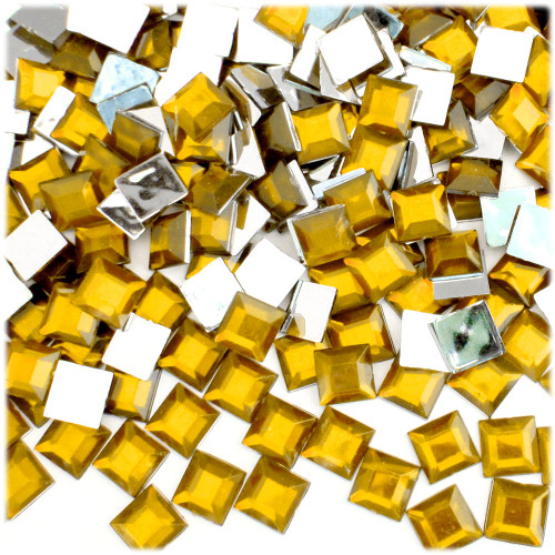 Rhinestones, Flatback, Square, 8mm, 144-pc, Golden Yellow