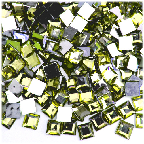 Rhinestones, Flatback, Square, 8mm, 144-pc, Olive Green