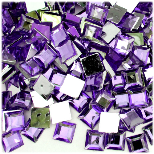 Rhinestones, Flatback, Round, Square, 10mm, 1,000-pc, Lavender