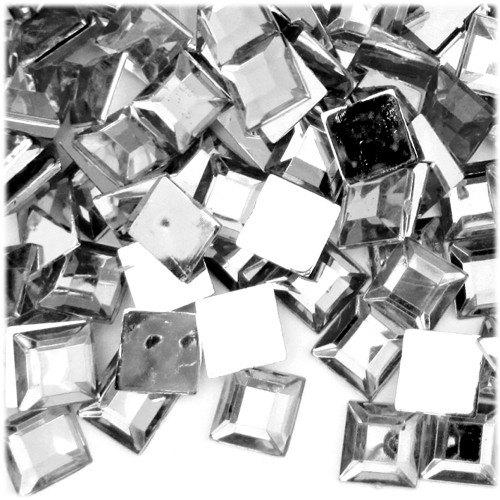 Rhinestones, Flatback, Square, 12mm, 144-pc, Clear