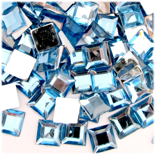 Rhinestones, Flatback, Square, 12mm, 144-pc, Light Baby Blue