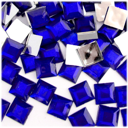 Rhinestones, Flatback, Square, 12mm, 1,000-pc, Royal Blue