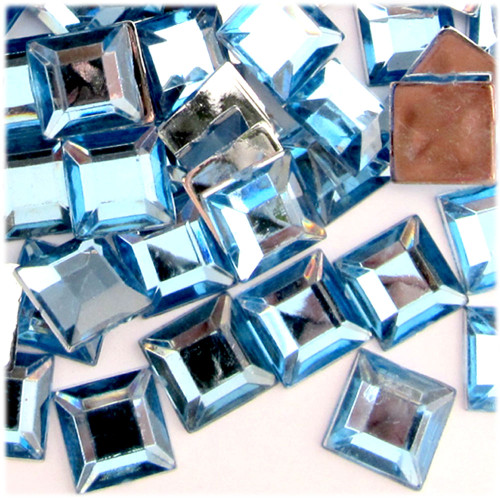 Rhinestones, Flatback, Square, 14mm, 144-pc, Light Baby Blue