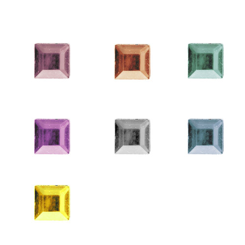 Rhinestones, Flatback, Square, 14mm, 144-pc, Pastel Assortment