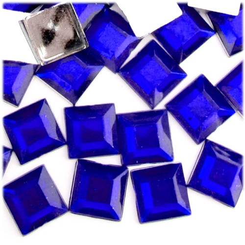 Rhinestones, Flatback, Square, 14mm, 144-pc, Royal Blue