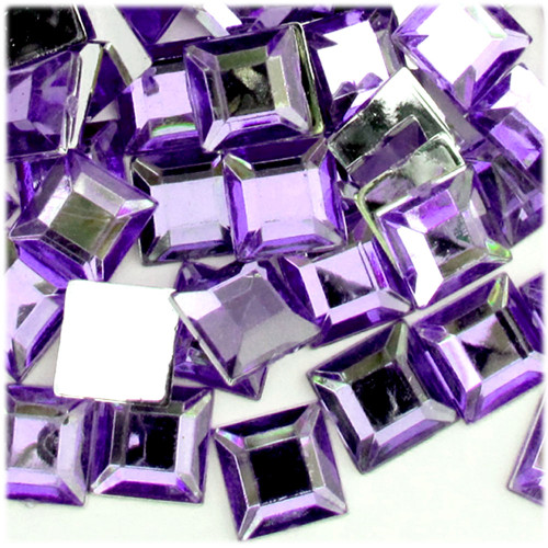 Rhinestones, Flatback, Square, 14mm, 1,000-pc, Lavender