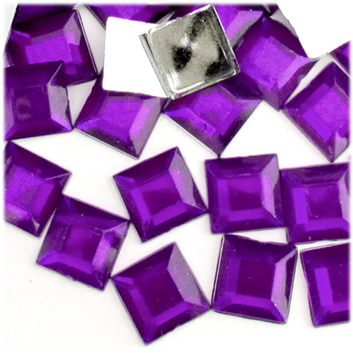 Rhinestones, Flatback, Square, 14mm, 144-pc, Purple (Amethyst)