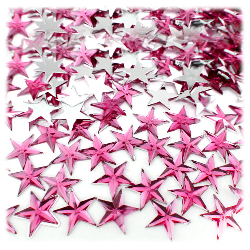 Rhinestones, Flatback, Star, 6mm, 10,000-pc, Hot Pink