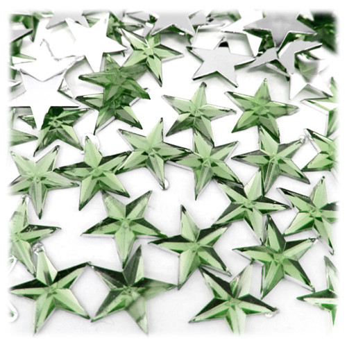 Rhinestones, Flatback, Star, 12mm, 144-pc, Light Green