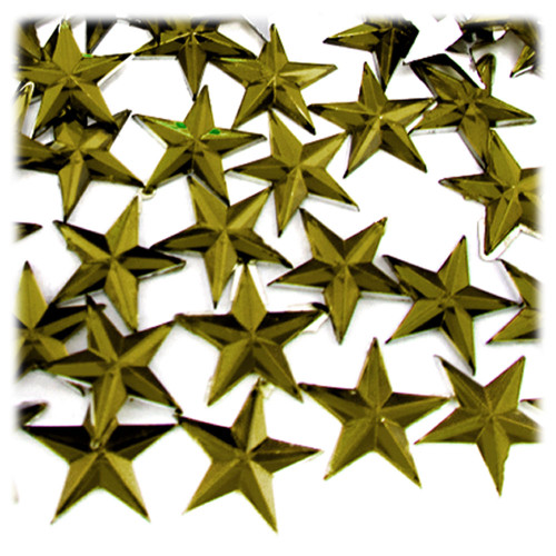 Rhinestones, Flatback, Star, 14mm, 1,000-pc, Olive Green