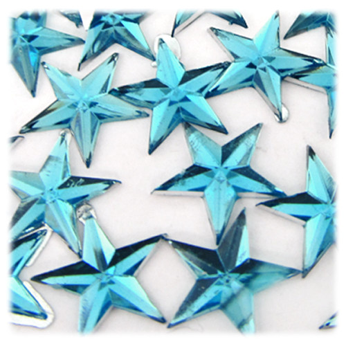 Rhinestones, Flatback, Star, 21mm, 1,000-pc, Aqua Blue
